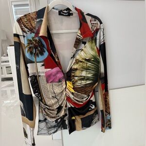 Desigual Multicolor Collage Print Top